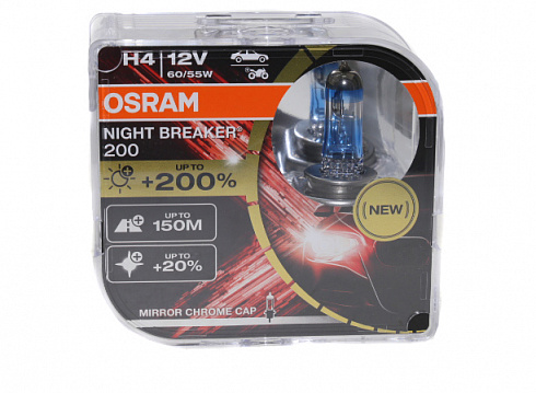 Лампы Н-4 12V  60/55W OSRAM +200% 64193NB200-HCB