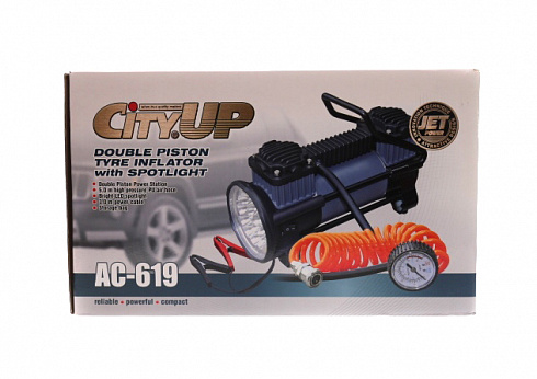 Компрессор CITY UP AC-619, AC-606 2-х цилиндровый с фонариком