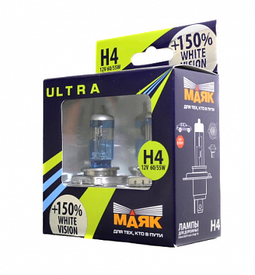 Лампы Н-4 12V  60/55W МАЯК +150% 82420WV+150