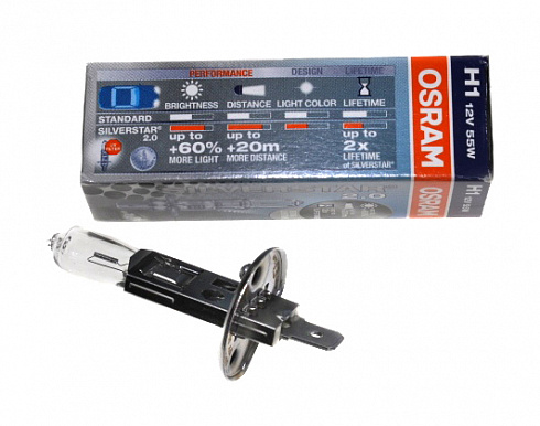 Лампа Н-1 12V  55W OSRAM +50%  64150SVS Silver