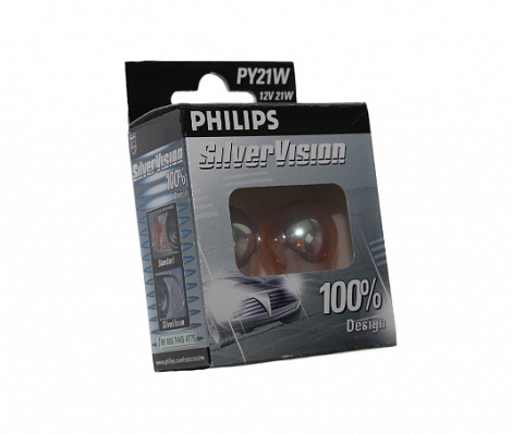 Лампы 12V P21W  1-контакт. смещён.цоколь PHILIPS SILVER
