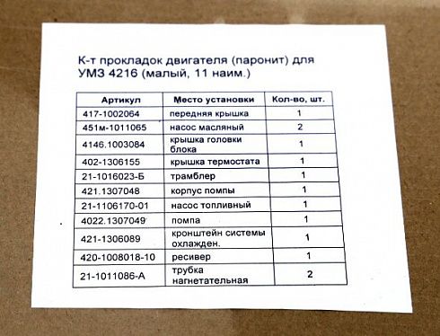 Прокладки ДВС 4216 паранит ГОСТех