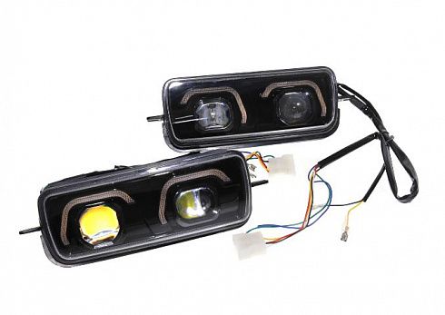 Подфарник 21214 диодный ZMB (2 шт) с ДХО,BI-LED ЛИНЗЫ, ПЛАВНЫЙ РОЗЖИГ BMW STYLE WD-197