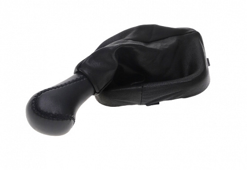 Ручка рычага КПП кожаная+рамка 2115 чёрная